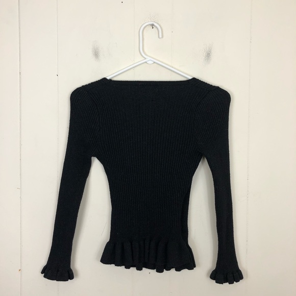 ASOS Wild Flower Ribbed Sparkle V-Neck Sweater Sz S - Picture 7 of 11